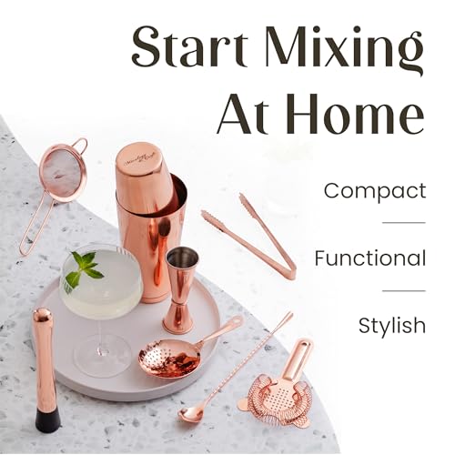 Mixology & Craft Cocktail Shaker Set: 11-Piece Weighted Boston Shaker Kit | Complete Cocktail Kit Gift Set | Top Bartender...