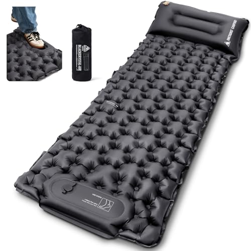 ONETIGRIS Blackcrystal Sleeping Pad, Ultralight Camping Sleeping Pad with Pillow Built-in Foot Pump Inflatable Sleeping Ma...