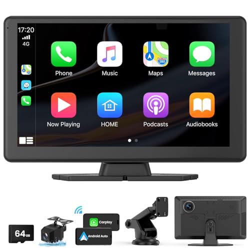 VyKure Portable Carplay Screen for Car 5K Dash Cam, 9" Wireless CarPlay & Android Auto Car Audio Receivers with 1080p Back...