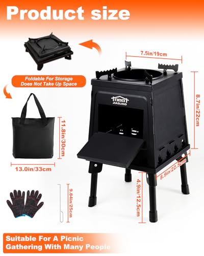 GVUHR Portable Wood Burning Stove - Lightweight Cast Iron Camp Stove for Backpacking，A Small Size 8.9in * 8.9in * 8.7in Ba...
