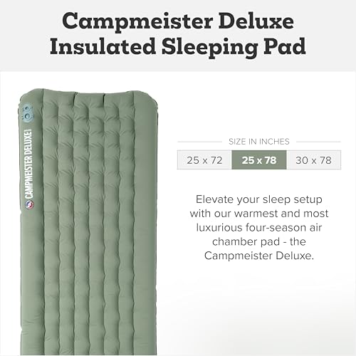Big Agnes Campmeister Deluxe - Insulated Sleeping Pad, Ultralight Inflatable Mat For Camping, All Season Compact Backpacki...