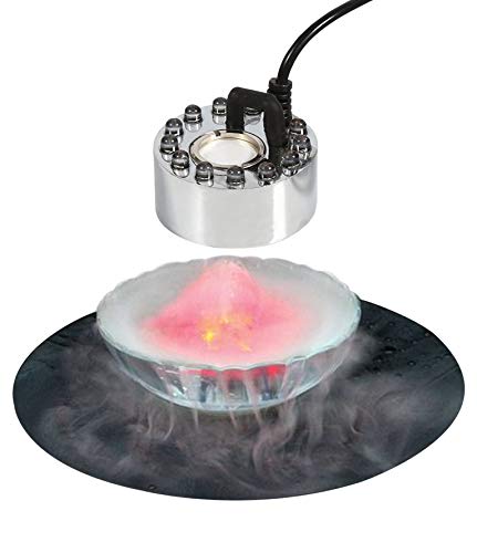 Akeydeco Halloween Party Mist Maker,Ultrasonic Water Pond Fountain Fogger 9 LED Red Yellow and Blue Light Flashes Aluminum...