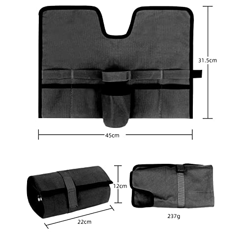 Jaugufiy Canvas Bartender Travel Kit - Professional Bartender Roll Strap Mixology Cocktail Set Bar Tools Carry Bag (Black)