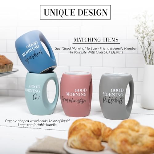 Pavilion Gift Company - Good Morning Grandson - 16 oz Blue Coffee Mug Tea Cup Gift From Grandma Grandpa Grandparents Birthday Long Distance Present