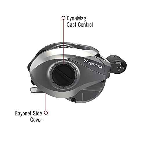 Quantum Throttle Baitcast Fishing Reel, 7 + 1 Ball Bearings with a Smooth and Powerful 7.3:1 Gear Ratio, Zero Friction Pinion, DynaMag Cast Control, and Oversized Non-Slip Handle Knobs