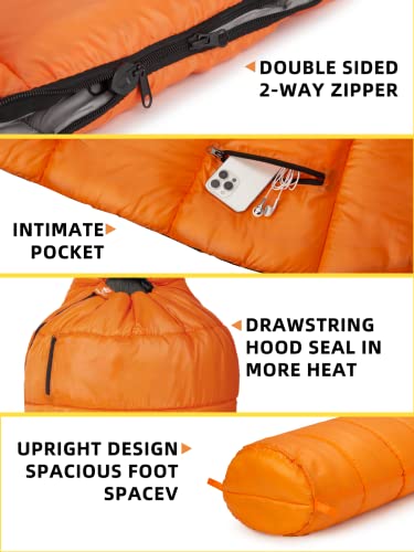 Bessport Mummy Sleeping Bag | 15-45 ℉ Extreme 3-4 Season Sleeping Bag for Adults Cold Weather– Warm and Washable, for Hiki...