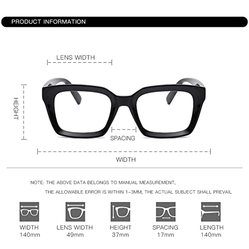 EYLRIM Classic Thick Square Frame Clear Lens Glasses for Women Men Non Prescription Eyeglasses