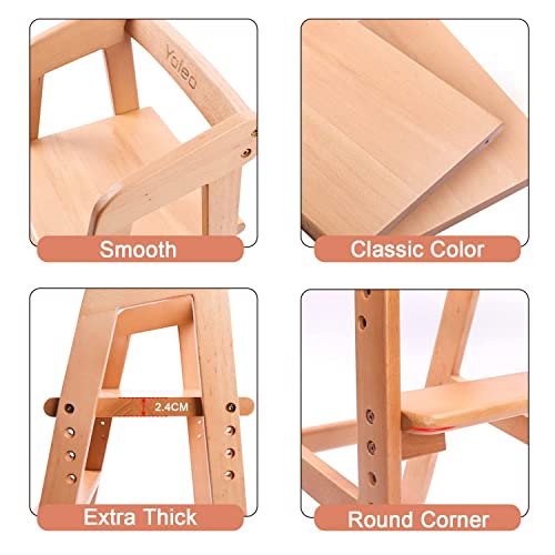 YOLEO High Chair Wooden for Toddlers Junior Childs, Sturdy Durable Dining Feeding Chair with Steps Grows with Child, Max 6...