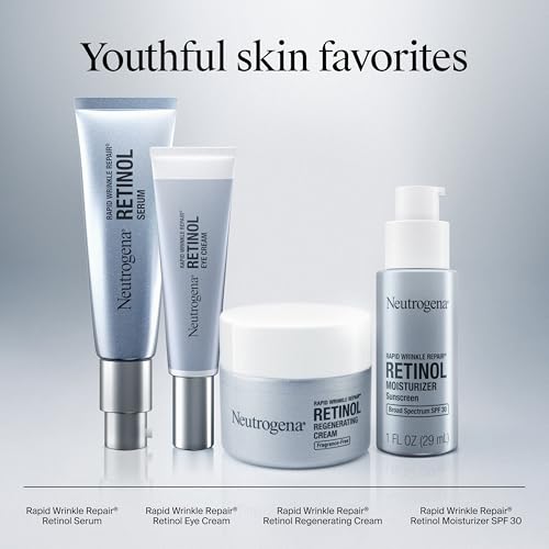 Neutrogena Rapid Wrinkle Repair Retinol Face Moisturizer, Fragrance Free, Anti-Aging Face Cream with Retinol & Hyaluronic Acid, 1.7 oz + Trial Size Hydro Boost Facial Cleanser, 0.5 fl. oz