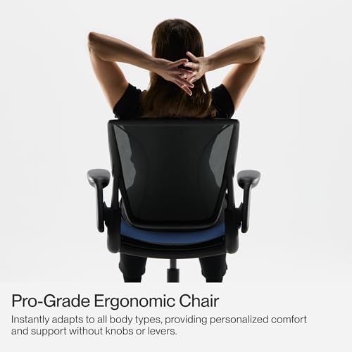Humanscale World LM Black Catena Mesh Ergonomic Office Chair for Desk with Slate Gray Autumn Seat, Adjustable Simple Desk ...