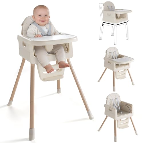 EverKiddo Baby High Chair for 6 Months+, Foldable High Chairs for Babies and Toddlers, Convertible Toddler Chair, Adjustab...