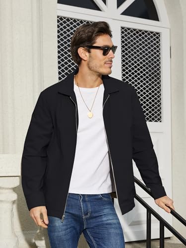 TACVASEN Mens Lightweight Windbreaker Full Zip Up Laydown Collar Jackets Light Casual Coat with Zip Pockets