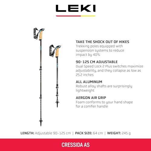 LEKI Cressida AS Aluminum Adjustable Lightweight Walking Poles for Trekking & Hiking