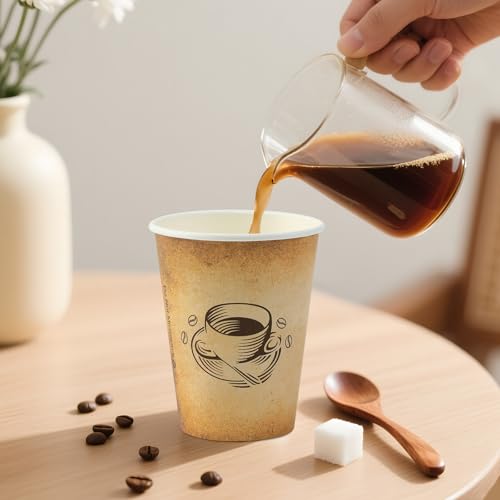 Clawsoff 12 oz 1000 Pack Disposable Paper Coffee Cups, Hot/Cold Beverage 12oz Disposable Coffee Cups, Retro Design, Leak-P...