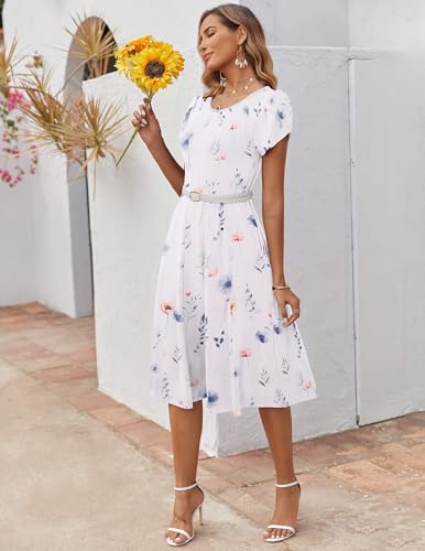 ZEAGOO Womens Casual Dresses for Summer Short Sleeve Flare Midi Dress Loose Flowy Beach Sundress