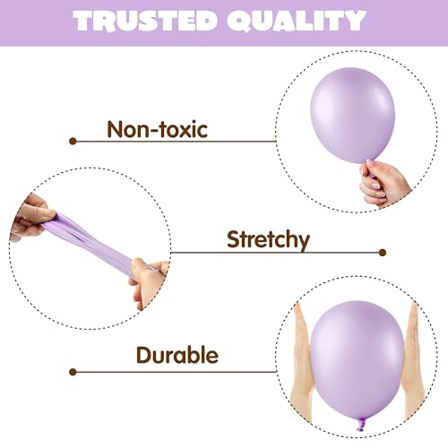 JOYIN 150 Pcs Pastel Purple Balloons, Different Sizes 18 12 10 5 Inch Pastel Purple Latex Balloon Arch Kit with Instructio...