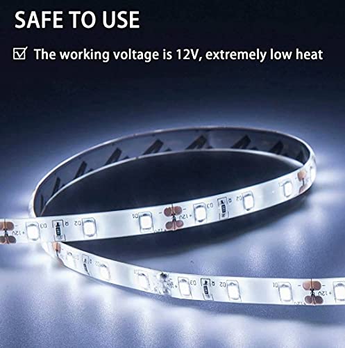 GUOTONG White LED Strip Lights, Waterproof cuttable 300 SMD 2835 LED Tape, 6000K 12V 16.4ft/5m Flexible Ribbon, Kitchen Ca...