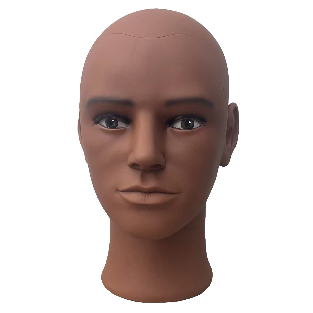 Ruilong Bald Mannequin Head Male Head, Professional Cosmetology for Wig Making or Hat Glasses Display Model Head Brown Color