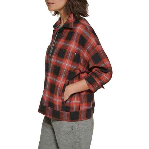 BASS OUTDOOR Women's Flannel Flex Soft Jacket, Burnt RED
