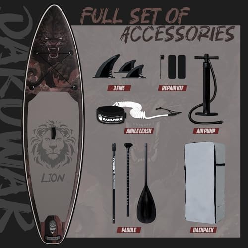 DAKUWAR Paddle Board 10'6''/10' Inflatable Stand Up Paddle Boards with SUP Accessories Ultra-Light Paddleboard Non-Slip Co...
