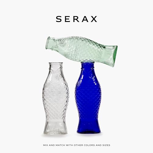 Serax Glass Water Pitcher | Fish & Fish glassware by Paola Navone | Wine Carafe Decanter 28.74 fl oz | Clear Bottle Contai...