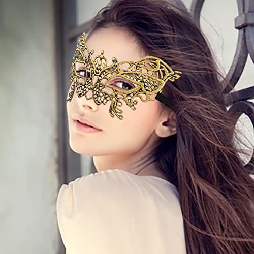 Huture 6 Packs Lace Masquerade Mask, Gold Lace Eye Patch for Women Mascarade Ball Sexy Lady Half Face Mask Fancy Dress Ven...