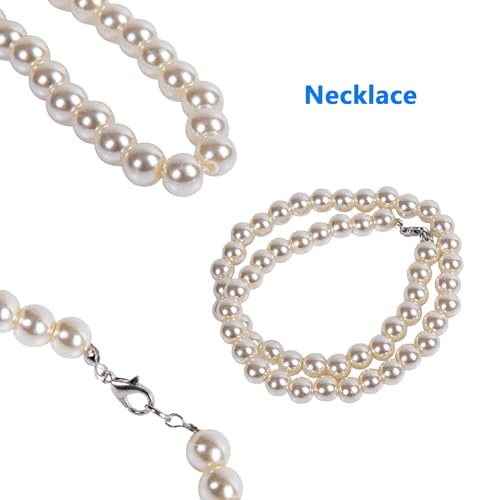 Vonokee Old Lady Costume Set 6Pcs-Grandmother Wig,Wig Caps, Madea Granny Glasses, Eyeglass Retainer Chain,Pearl Necklace a...