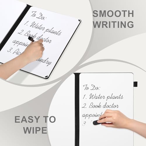 AGM Portable White Board Dry Erase Notebook, 12" x 9" Double Sided Folding Whiteboards with 3 Pens, Small Travel Dry Erase...