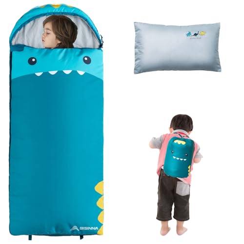 BISINNA Kids Sleeping Bag for Boys Girls with Pillow 3 Season Camping Sleeping Bag Portable for Children Hiking Backpackin...