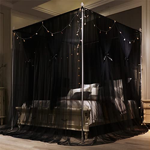 VETHIN 4 Corners Post Princess Bed Canopy Curtain Double Layer Cozy Drape Netting 4 Opening Mosquito Net for Girls & Adult...