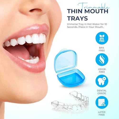 Moldable Teeth Whitening Trays - 4 Pcs Trays with 2 Pcs Cases - Compatible with Opalescence Teeth Whitening Gel