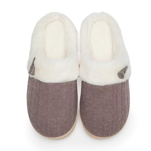 NineCiFun Women's Slip on Fuzzy Slippers Memory Foam House Slippers Outdoor Indoor Warm Plush Bedroom Shoes Scuff with Fau...