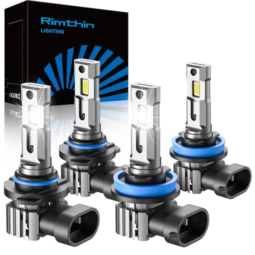 rimthin 9005/HB3 H11/H8/H9/H16 LED Bulbs Combo, 120W 32000 LM Super Bright 6000K Cool White Led Fog Lights, IP67 Waterproo...