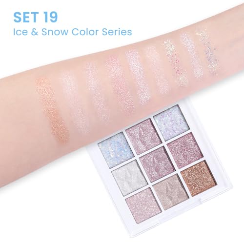 Eye Shadow Palette Makeup,Pink White Purple Glitter Shimmer Sparkle Warm Pastel 9 Colors Eye Shadow Palette,Nude White Cre...