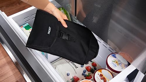 PackIt® Freezable Wine Bag, Black, Built with EcoFreeze® Technology, Foldable, Reusable, Shoulder Strap with Buckle Closur...