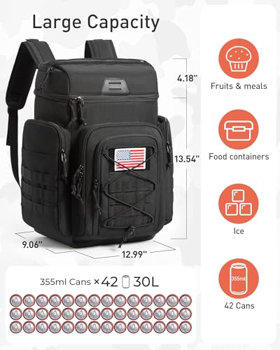 TOURIT Tactical Backpack Cooler Insulated Leak Proof, 42Can/30L Large Cooler Backpack Insulated Waterproof, Ice Chest with...