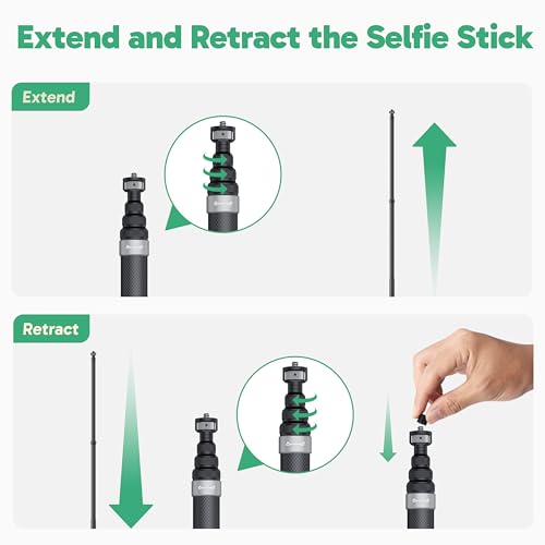 AKASO 118"/3m Invisible Selfie Stick - Carbon Fiber Extension Pole for Insta360 X5/X4/X3, DJI Osmo 360, GoPro Hero 13/12/1...