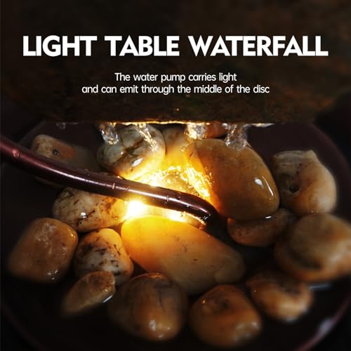 Pamopamo Indoor Tabletop Waterfall Moon Fountain, Home Décor Soothing Rain Sound Meditation Relaxing Fountains, Nature Sla...