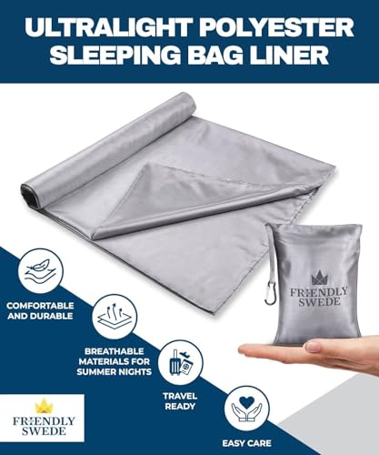 The Friendly Swede Sleeping Bag Liner — Ultralight Polyester or Cold Weather Microfiber Adult Sleep Sack; Thin Travel Shee...