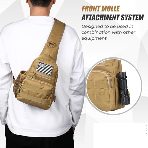 UTOKIER Tactical Sling Bag, Compact Military MOLLE EDC Shoulder Backpack, Crossbody Chest Daypack with Water Bottle Holder...