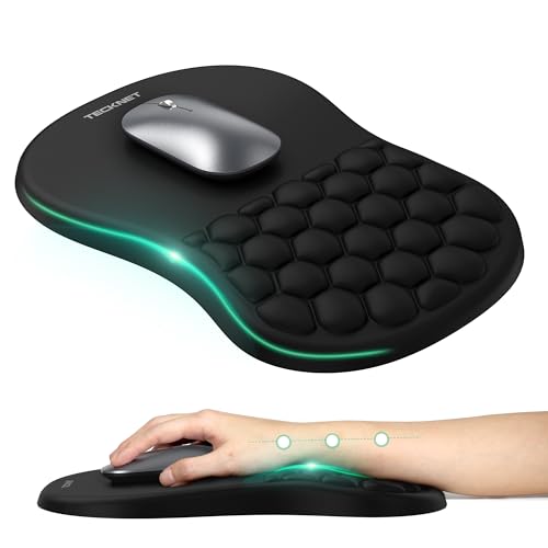 TECKNET Ergonomic Mouse Pad with Wrist Rest, Soft Mousepad with Massage Design, Memory Foam and Non-Slip PU Base for Pain ...