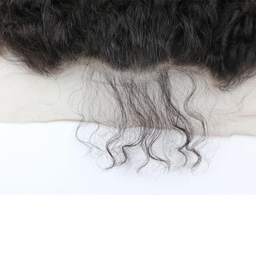 Dreambeauty Transparent Lace Color 13¡¿6" Lace Frontal Closure Kinky Curly Free Part Brazilian Remy Human Hair Pre-Plucked Natural Hairline Lace Frontal Closure with Baby Hair Natural Color (18 Inch)