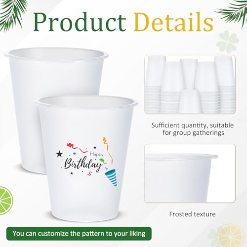 Jingmore 100 Pcs 8 oz Clear Frosted Plastic Cups Bulk for Wedding Stadium Blank Plastic Drinking Frosted Cups Disposable P...