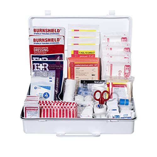 Class B OSHA ANSI Compliant First Aid Kit – Emergency Medical Supplies in Wall-Mountable Plastic Case for Workplace, Offic...