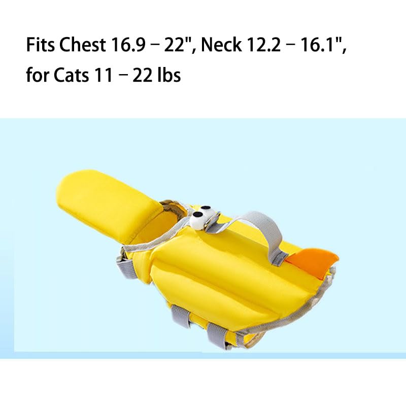 Cat Water Life Jacket for Cats, Cat Swimming Safety Vest, Adjustable Ripstop, Superior Buoyancy & Rescue Handle, Fits Ches...