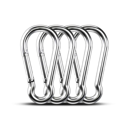 Large Carabiner Clip Hooks, 4pcs 5.5 inch Carabiners Heavy Duty, 304 Stainless Steel Spring Snap Hook Fits Camping Hanging...