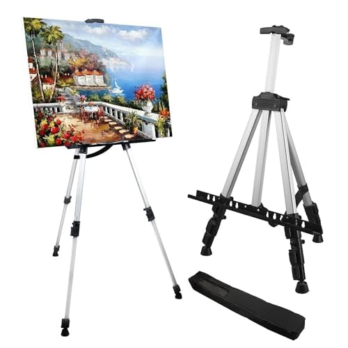 Art Easel Stand for Painting and Sign - RRFTOK Aluminum 66 Inch Metal Tripod Adjustable Portable Easels for Display - Canv...
