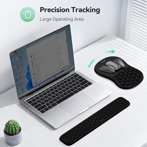 TECKNET Ergonomic Mouse Pad with Wrist Rest,Keyboard Pad and Mousepad with Wrist Support,Massage Design Effectively Reliev...