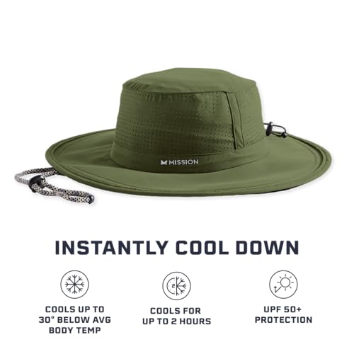 MISSION Cooling UPF Boonie Hat - Unisex Sun Hat for Hiking, Beach & Fishing - Sweat & Water Activated Technology