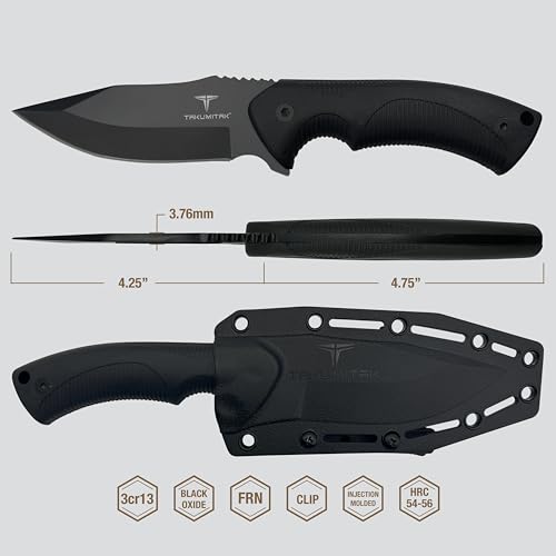 TAKUMITAK Hunting Survival Knife 9" Full Tang Fixed Blade Knives Camping Gear with Extra Set of FRN Handle Scales, MOLLE C...